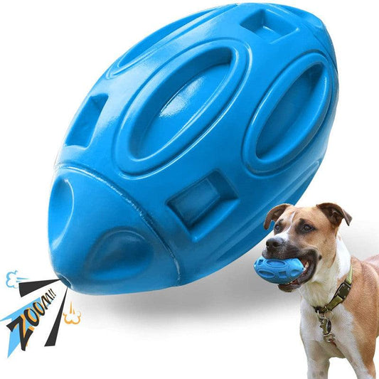 Soft & Durable Rubber Sounding Rugby Dog Ball-0